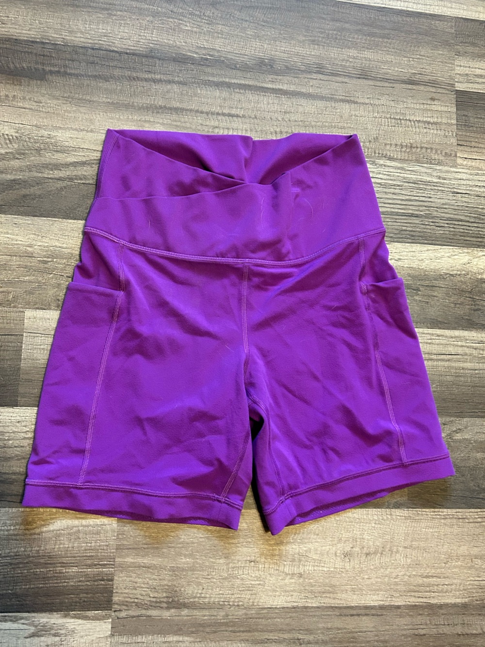 High-Waist Purple Women’s Active Bike Shorts